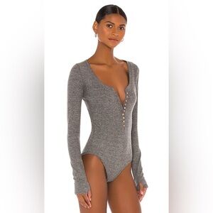 Free People Intimately Dylan Thermal Henley Bodysuit Thumbholes Small Boho